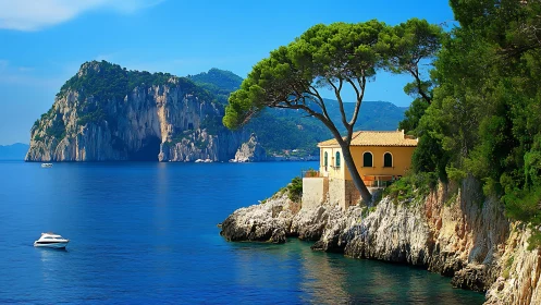 Mediterranean Clifftop Villa Overlooking Capri's Azure Waters.