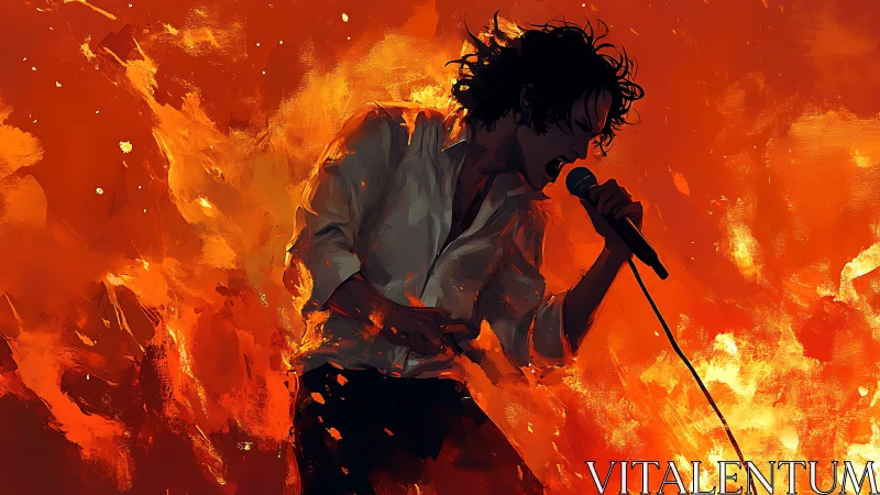 Fiery rock singer pouring their heart into every note.