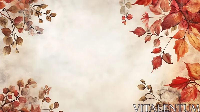 Autumn foliage border with empty central background space.