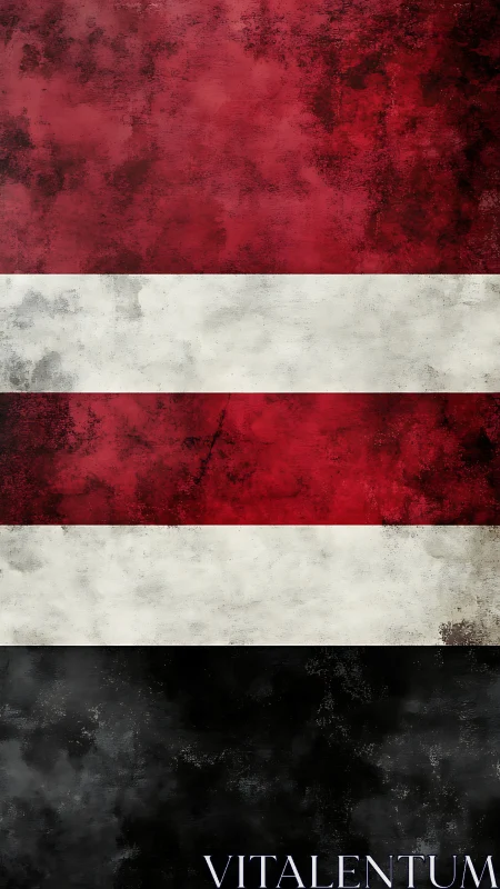 Textured tricolor flag bands with distressed pigment strata.