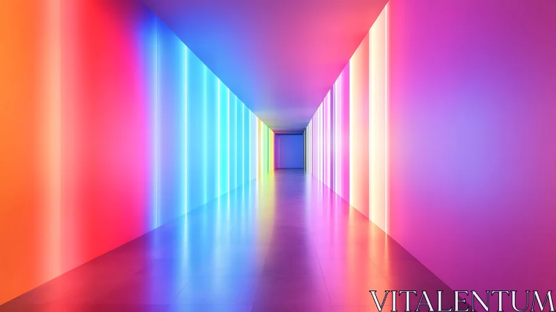 Luminous neon tunnel glows with futuristic gradient color