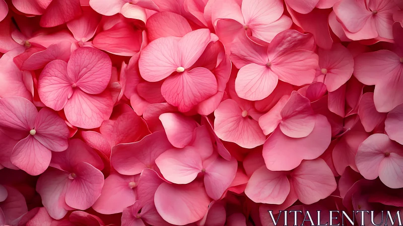 Pink hydrangea cluster displays layered petals in tonal variation.