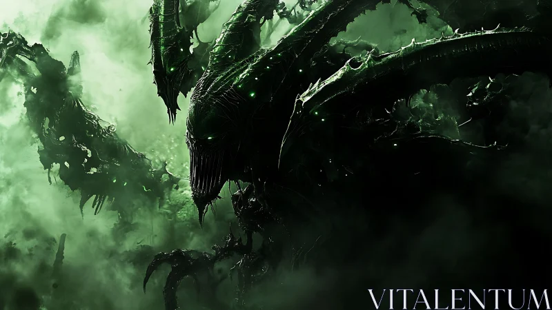 Eldritch void creature rises from toxic green mist