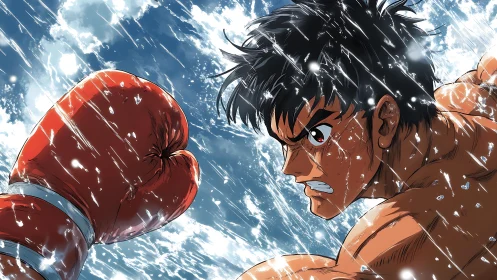 Determined Fighter Faces Off Against Crimson Gloves in Defiant Clash