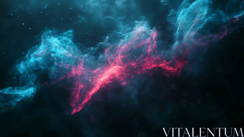 Bicolor nebula cloud glows against deep cosmic void