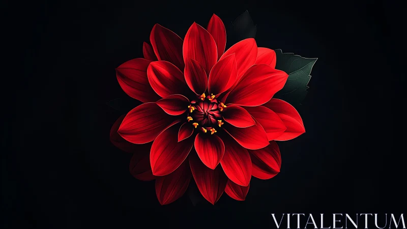 Ruby Bloom Ignites Against Midnight, Petals Unfurling in Silent Fire