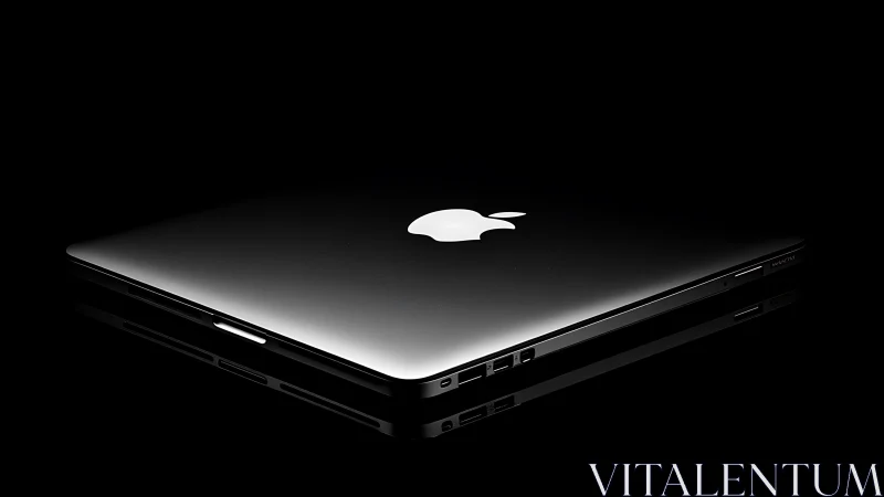 Sleek closed laptop rests in dramatic, softly glowing light