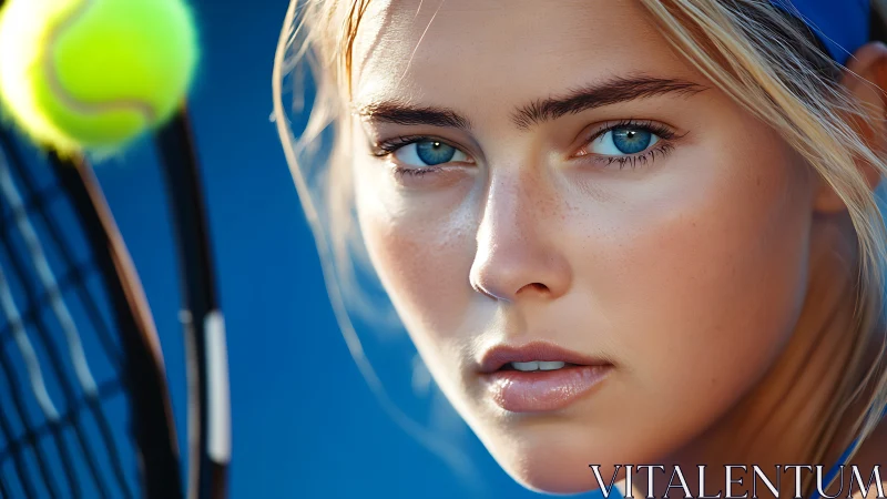High-focus portrait of tennis player with shallow depth of field.