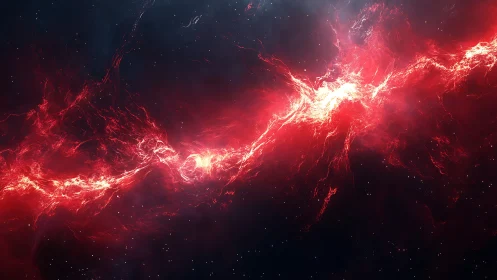 Streaking stellar wildfire rips a molten river across void