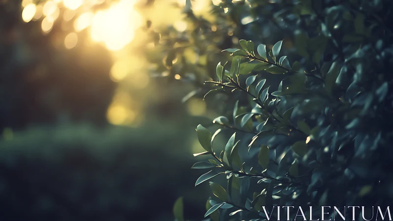 Sunlit Green Leaves in Soft Focus Nature Photography.