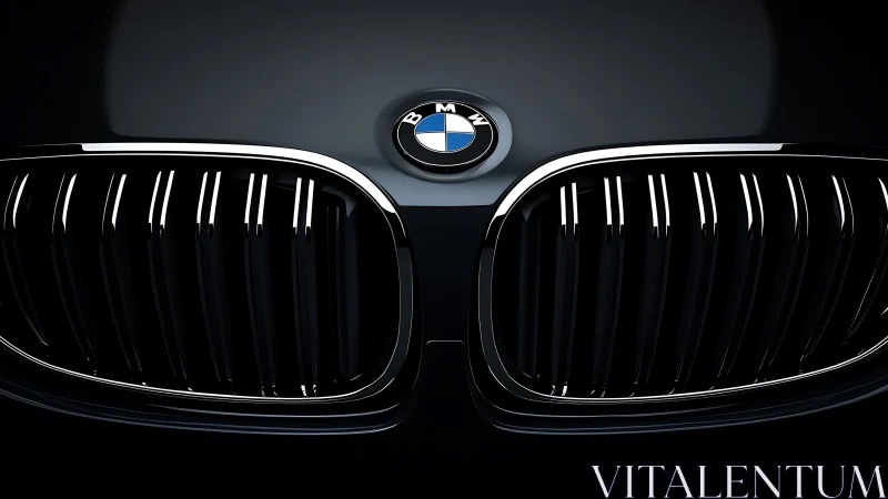 Midnight close-up of a sleek BMW grille and emblem glow.