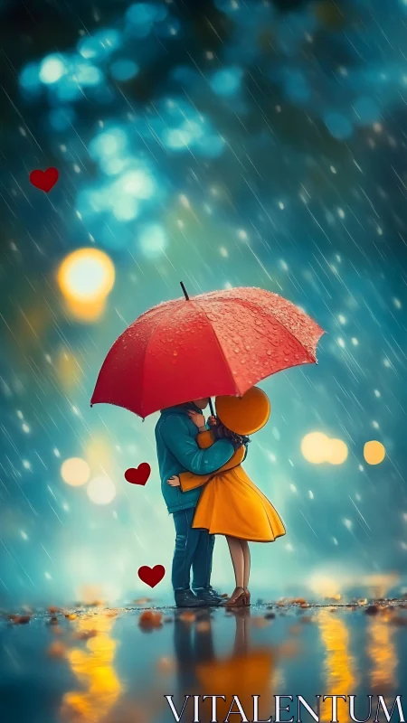 Love in the Rain: A Moment Under Red.