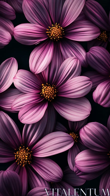 Gorgeous Purple Cosmos Blooms with Golden Hearts.
