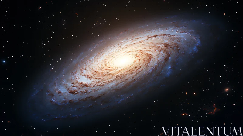 Spiral galaxy glows with luminous core in deep space.