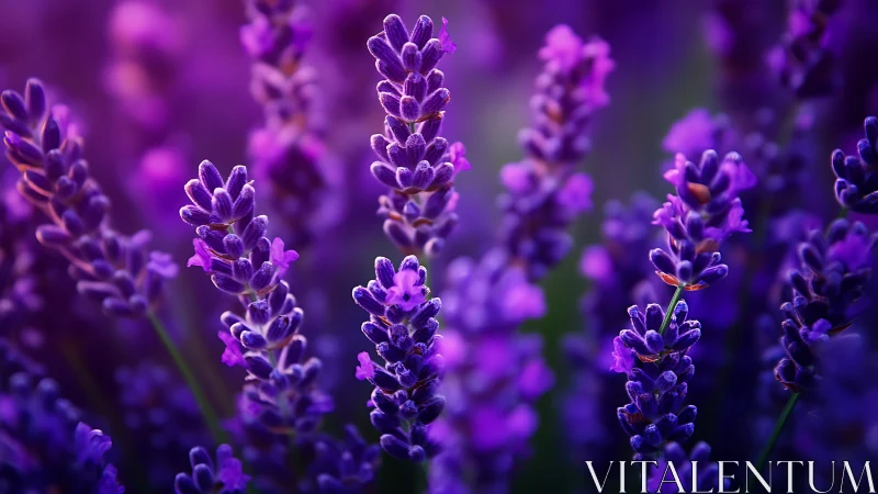 Purple Lavender Flowers in Close Focus with Blurred Background