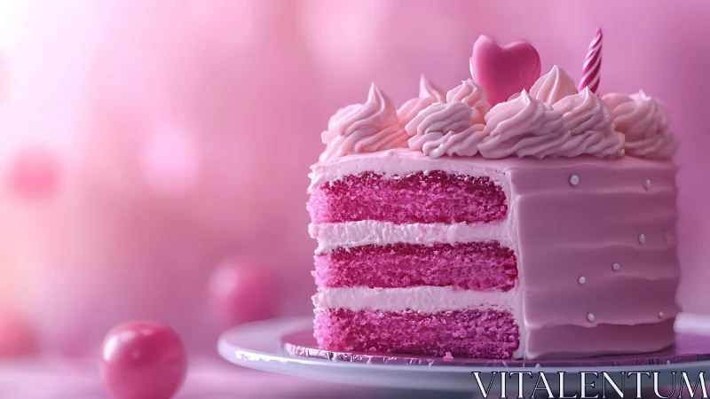 Pink Velvet Layer Cake with Heart Topper.