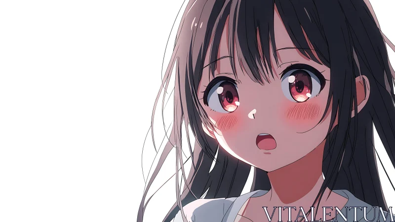 Anime girl portrait with flushed cheeks and glossy eyes.