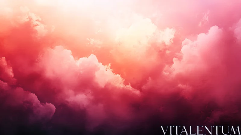 Dreamy pink sunrise clouds glowing with gentle warmth.