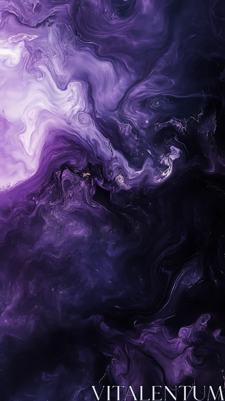 Violet nebula swirls with fluid marbling and cosmic depth.