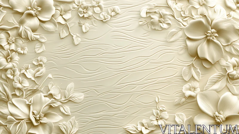 Ivory Blooms Dance: Tactile 3D Floral Sanctuary.
