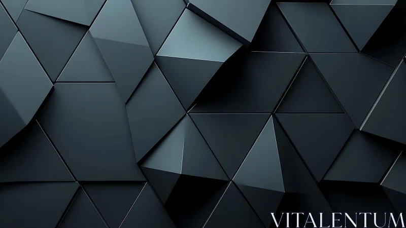 Geometric surface shows dark faceted triangular panels