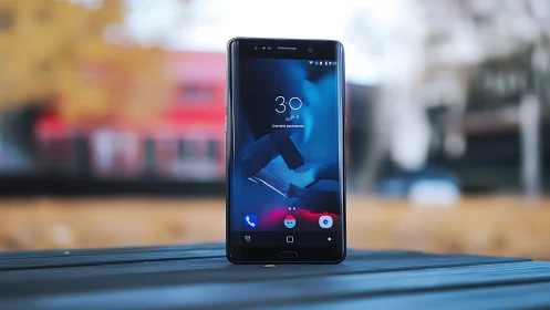 Modern Smartphone Awaits with Vibrant Blue Glow.