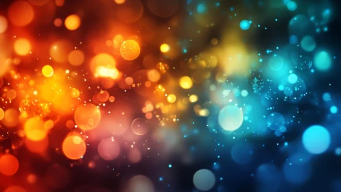 Vibrant bokeh light effect in warm and cool tones, abstract style.