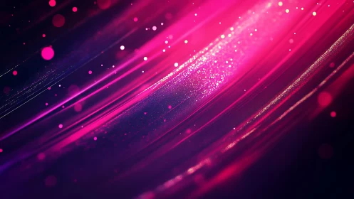 Vibrant Abstract Pink Light Streaks with Glowing Particles.