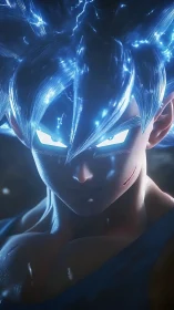 Electric warrior glow in a storm of focused power.