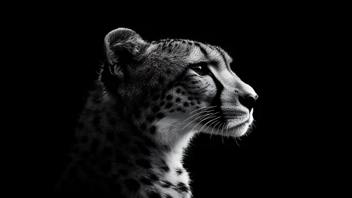 Snow Leopard Profile in Monochrome