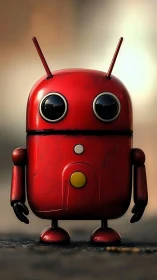 Curious little red robot waiting for its next adventure.