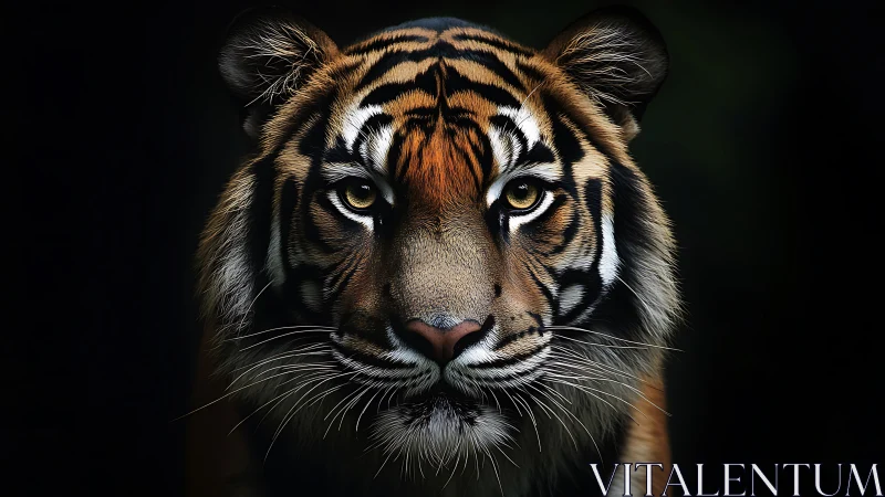 Quiet jungle monarch gazing through the shadows of night.