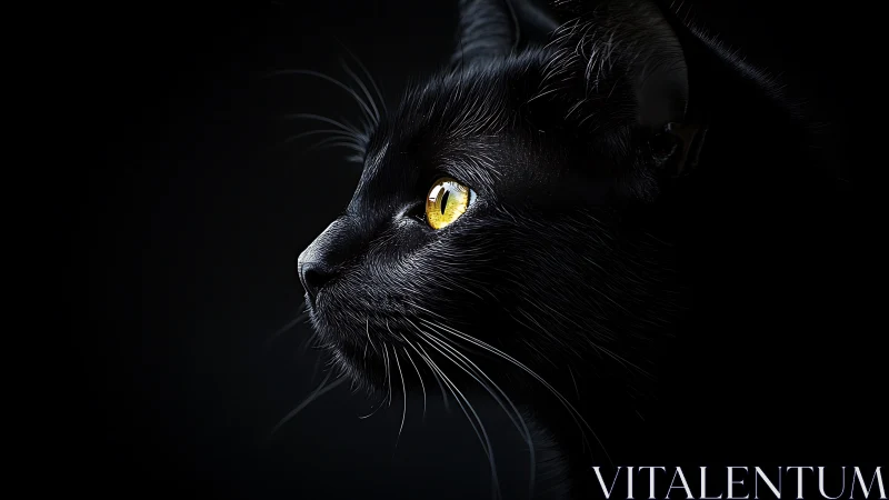 Luminous Gaze: Black Cat Portrait with Golden Eyes