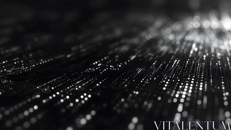 Abstract digital landscape with glowing light dots, futuristic style.