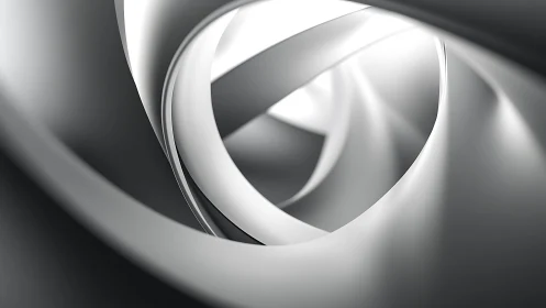 Abstract spiral shapes in monochrome, modern digital art style.