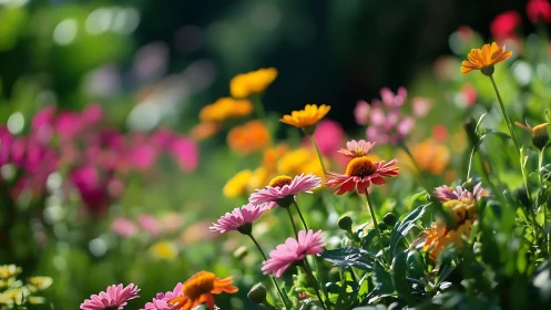 Vibrant Gerbera Daisies in Summer Garden Bloom.