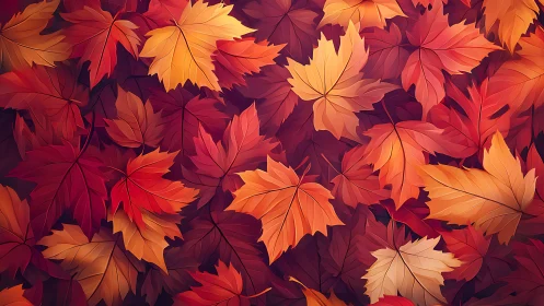 Crimson maple canopy swirling in a glowing autumn dreamscape.