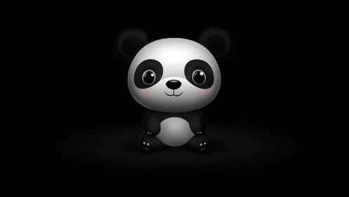 Midnight baby panda glows softly in a velvet void.