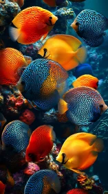 Neon reef fish drifting through saturated coral depths.