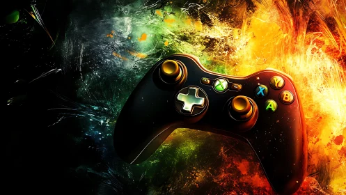 Xbox Controller with Dynamic Energy Particle Visualization and Chromatic Distortion Effects