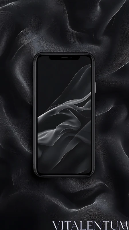 Smartphone Display on Liquid Metal Surface Composition.