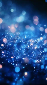 Starlit blue bokeh meadow with glittering cosmic dew.