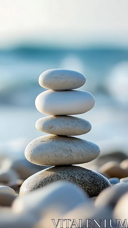 Quiet Pebble Tower Holding Its Breath by the Sea Breeze.