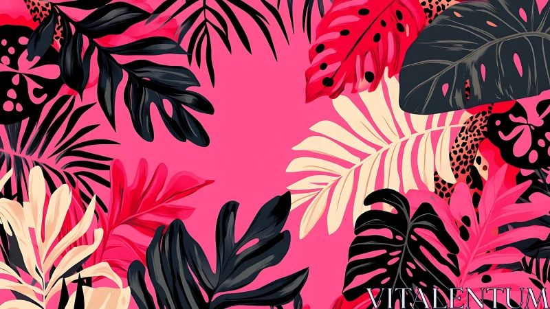 High-contrast vector tropical foliage with layered flat shading