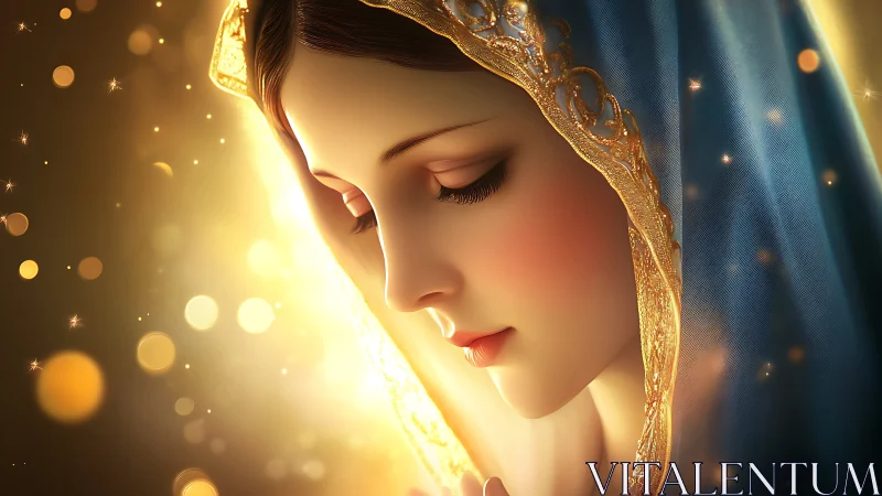 Gentle light on a serene veiled face in quiet reflection.