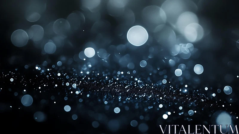 Abstract glitter bokeh background in dark blue tones, dreamy style.