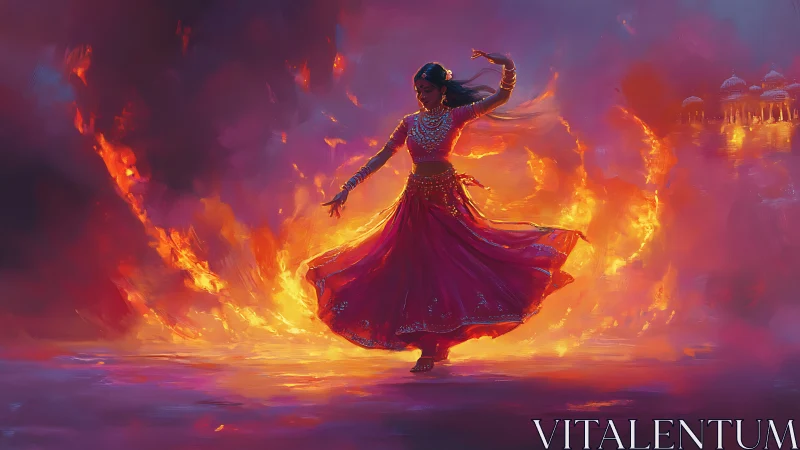 Fire Dancer: Digital Rendering of Ethereal Movement.