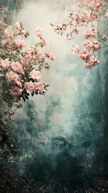 Romantic Botanical Garden Reverie: Aged Texture and Soft Pastels.