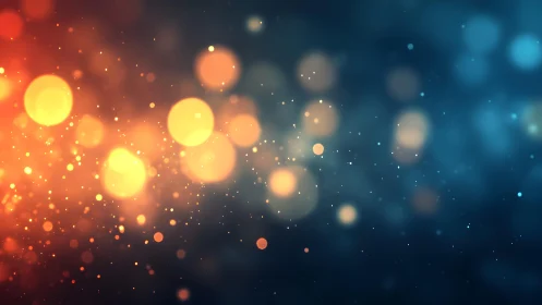 Warm Orange and Cool Blue Bokeh Abstract Light Art Background.