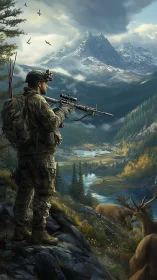 Mountain Sentinel: Sniper's Alpine Vantage Point.